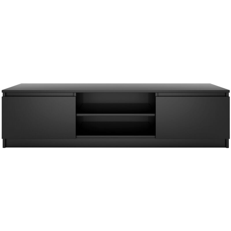 

TÍVOLI - Mueble de televisión de estilo moderno - 140x40x36cm - 2 compartimientos + 2 puertas - almacenamiento de equipos de televisión/audio - Negro