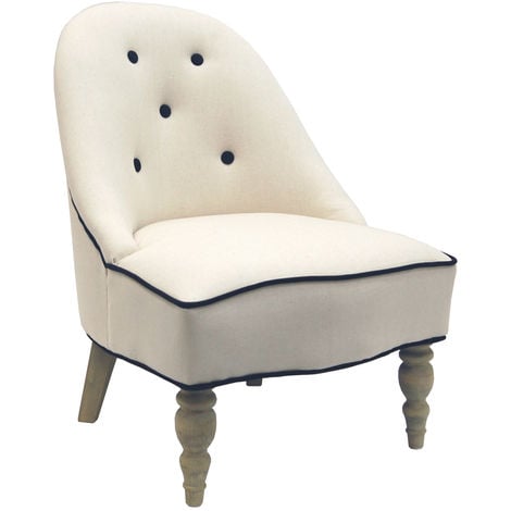 TWILL - Retro Fabric Padded Arch Back Chair with Wood Legs - Oatmeal / Black - Oatmeal Cream / Black