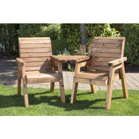 Twin Companion (Angled) Set Boxed, Wooden Garden Love Seat - W180 x D90 x H98 - Flat Packed