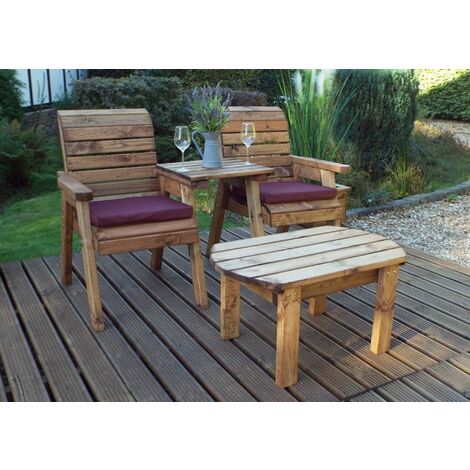 Twin Companion Dining Set Straight with Cushions - W160 x D170 x H98 - Fully Assembled - Burgundy