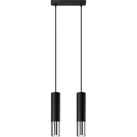 Twin Hanging Pendelleuchte Schwarz, Chrom GU10 Lampada a sospensione doppia nera, cromata GU10