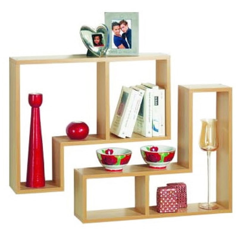 TWIN - Wall Display / Storage Floating Shelves - Set of Two - Beech