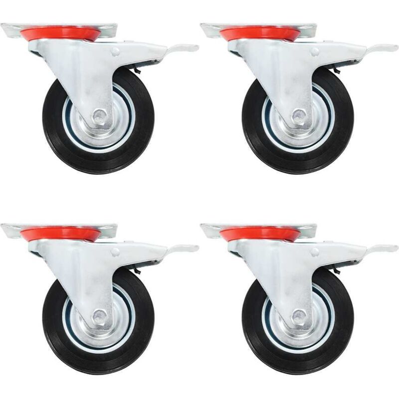 Swivel Casters With Double Brakes 4 Pcs 100 Mm Vidaxl