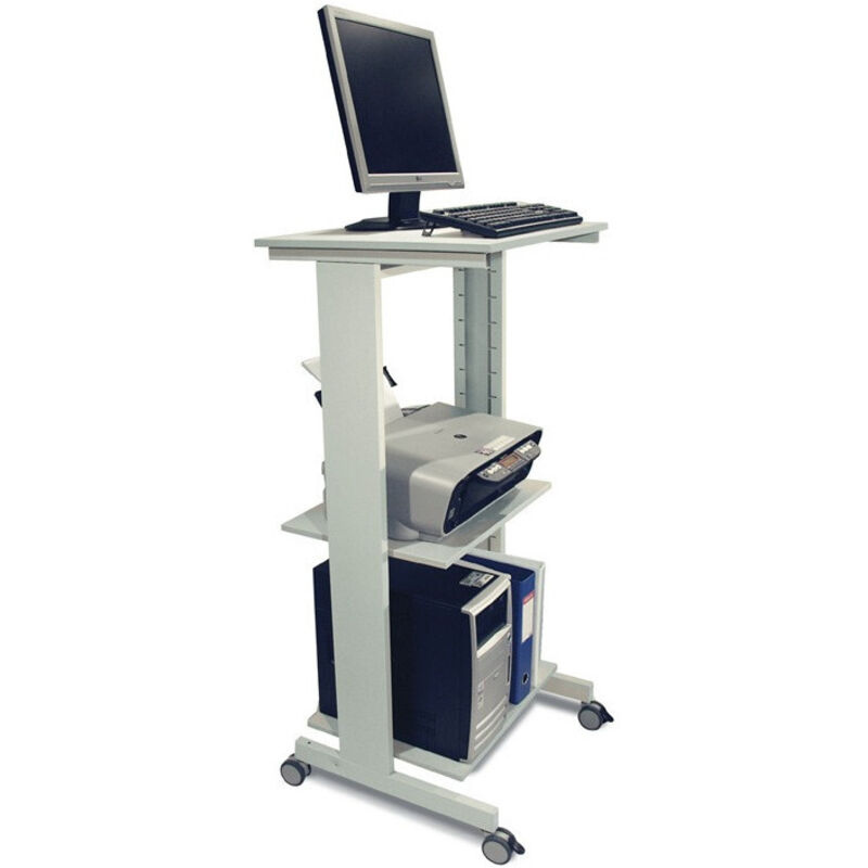 Certeo - Table de travail pour pc H1180xl600xP500 mm gris clair, ral 7035 mobile