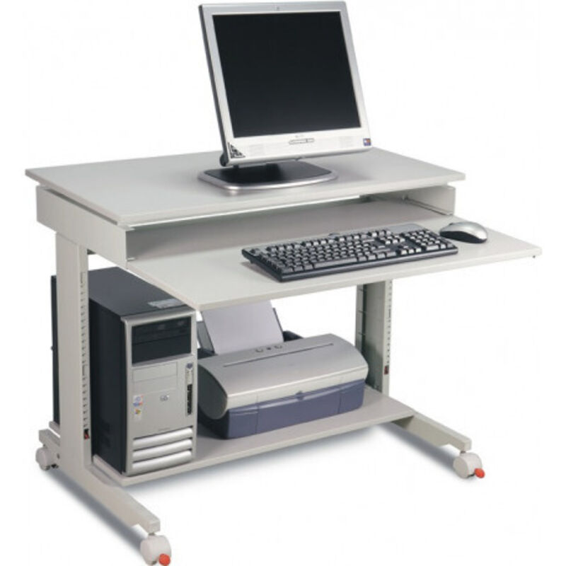 Certeo - Table de travail pour pc H720-1100xl900xP500 mm gris clair, ral 7035 mobile