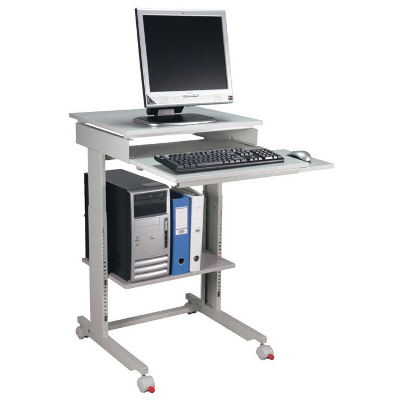 Certeo - Table de travail pour pc H720-1100xl600xP500 mm gris clair, ral 7035 mobile