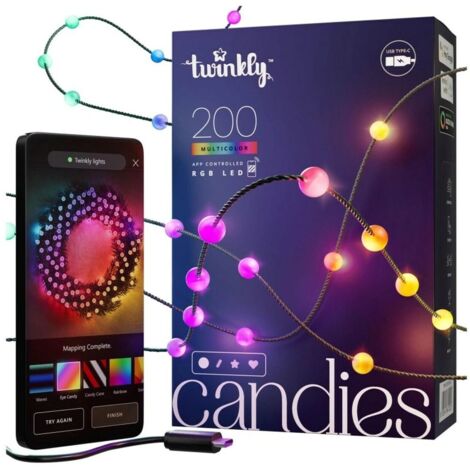 Twinkly CANDIES Bola Luces Navideñas Smart 200 LED RGB II Generación Cable Verde