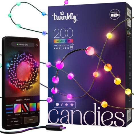TWINKLY CANDIES Perlenförmige IP20 12m 200 LED grünes Draht - TWINKLY