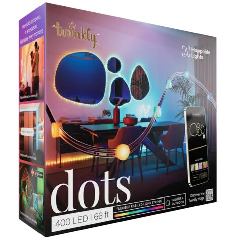 Twinkly Dots - Catena luminosa a 400 LED RGB, filo trasparente, spina tipo F