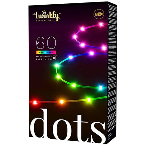 Twinkly Dots – Guirlande Lumineux Flexible Contrôlé par une Application avec 60 LEDs RGB - 3 Mètres. -TWINKLY