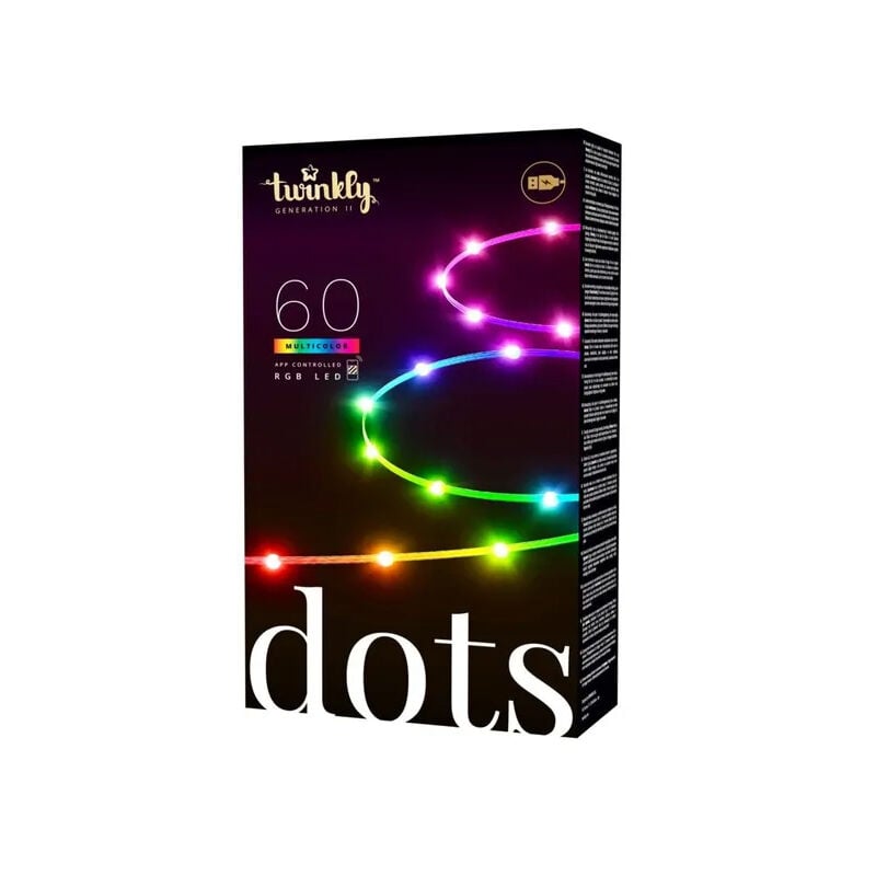 Guirlande connectée IP20 3m 60 leds rgb fil transparent Twinkly dots Twinkly