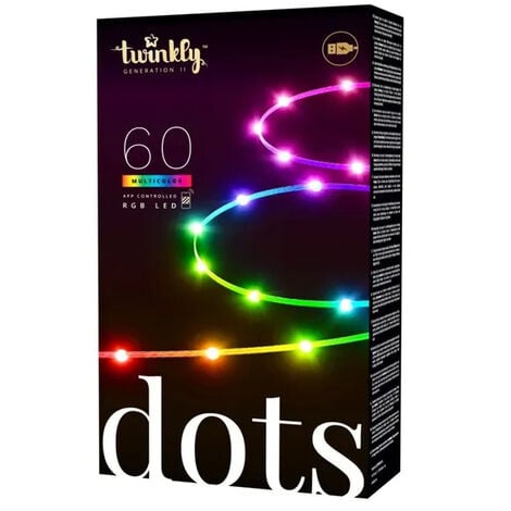 TWINKLY DOTS Vernetzte Lichterkette IP20 3m 60 LEDs RGB transparenter Draht - TWINKLY