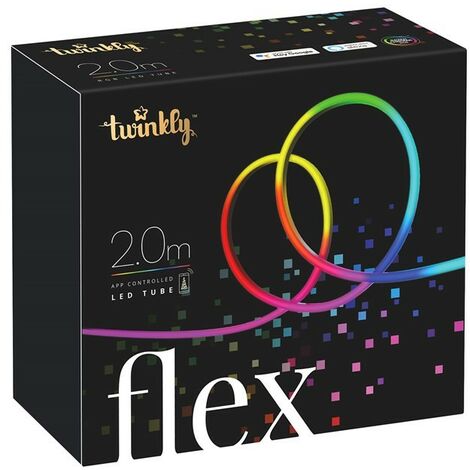 Twinkly Flex - 2 m / 6,6 piedi, LED RGB, cavo bianco, spina tipo C
