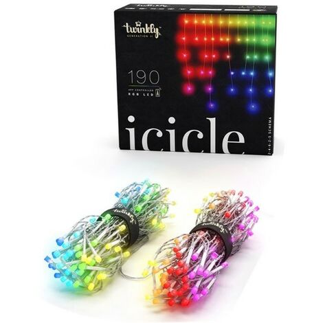Twinkly  Icicle Tenda 190 Led multicolore RGB con Cavo Trasparente