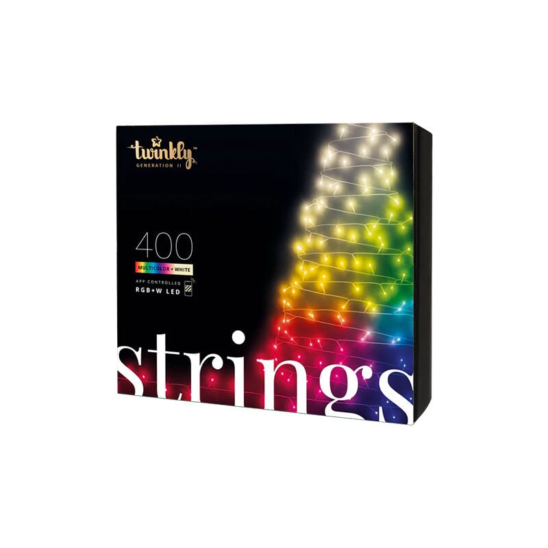 Strings – Guirlande Lumineuse à led Contrôlée par Application avec 400 led rvb + w- 32 Mètres. Fil Noir. Intérieur et Extérieur - Twinkly
