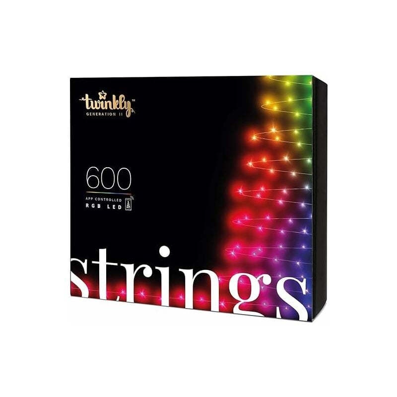 Image of Strings – Stringa di Luci a led Controllabile da App con 600 led rgb (16 Milioni di Colori). 48 Metri. Cavo Nero. Decorazione Luminosa Intelligente
