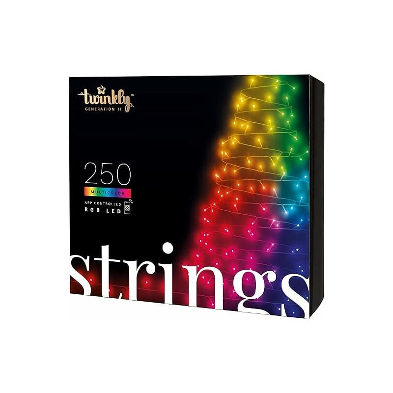 Image of Strings – Stringa di Luci a led Controllabile da App con 250 led rgb (16 Milioni di Colori). 20 Metri. Cavo Nero. Decorazione Luminosa Intelligente
