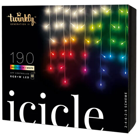 TWINKLY - Twinkly Icicle - Luz LED en forma de estalactita controlada por aplicación con 190 LED RGB+W. Cable transparente. Interior y exterior