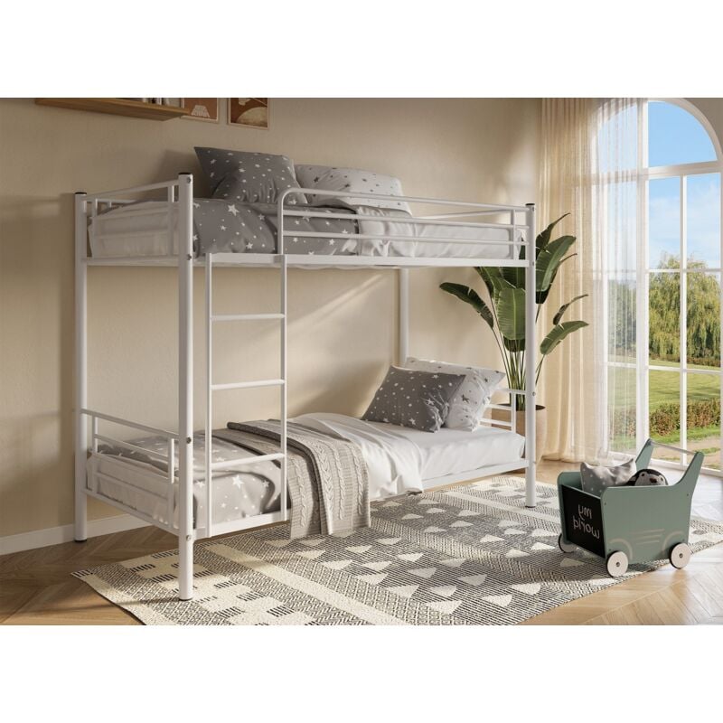 Deco In Paris - twins - Lit superposé twins en métal blanc 90 x 190 cm + sommiers