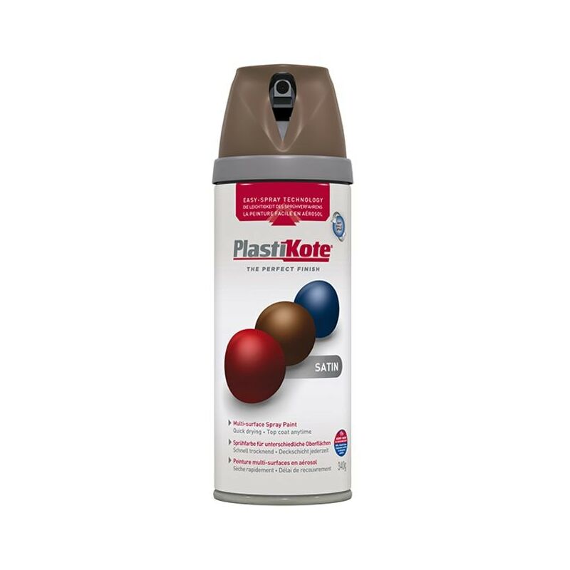 PlastiKote Twist & Spray Satin Chocolate Brown 400ml PKT22113