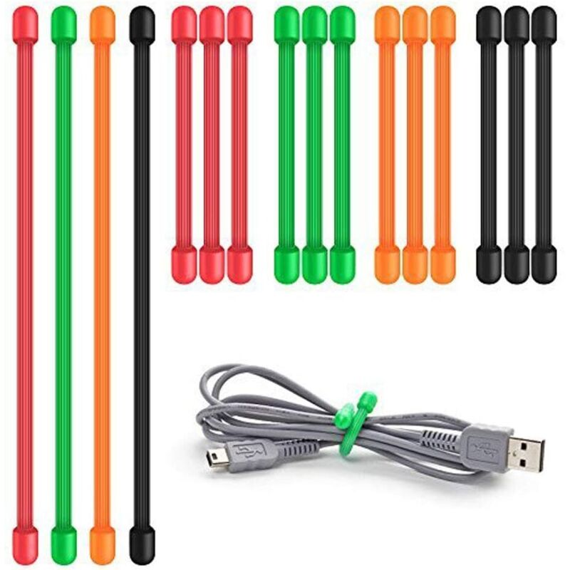 Tinor - Twist Ties 16 Pack Silicone Cable Ties Multipurpose Reusable Rubber Cord Organizer for Cable Management (3 inch, 6 inch)