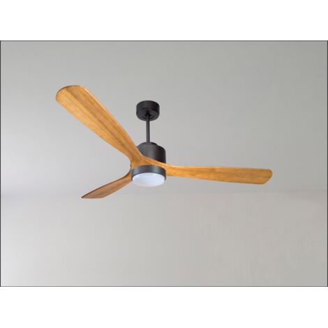 Twist, Ventilateur déstratificateur d'air, pales bois sombre  166 Cm Moteur chrome, sans lumière