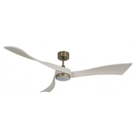 Twist, Ventilateur déstratificateur d'air, pales laquées blanches 166 Cm Moteur laiton brossé avec point lumineux LED.