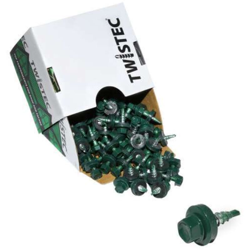 Sanundo - Twistec® Colorhead 4,8X20 moosgrün, für 451M8P 100St./Pck 292PVZ48X206005 Trapezblechschrauben