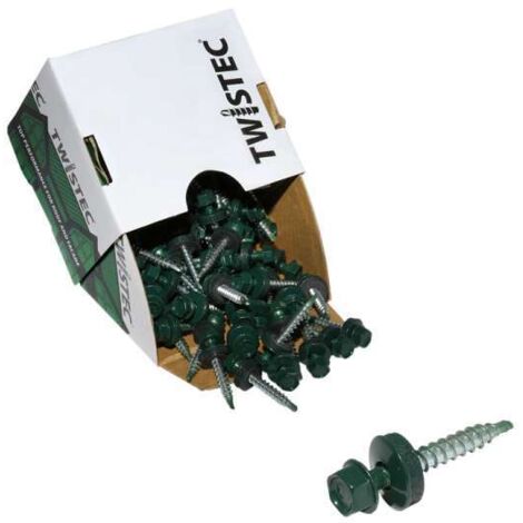 Twistec® Colorhead 4,8X35 moosgrün, für 451M8P 100St./Pck 292PVZ48X356005 Trapezblechschrauben
