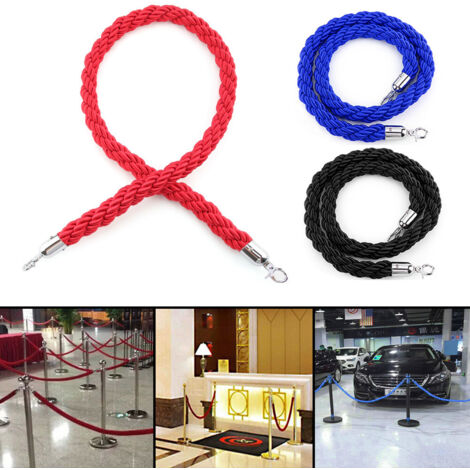 Twisted Queue Rope Barrier Post Stand Effective Crowd Control Stanchion 1.5M for Events, Venues, and More Red