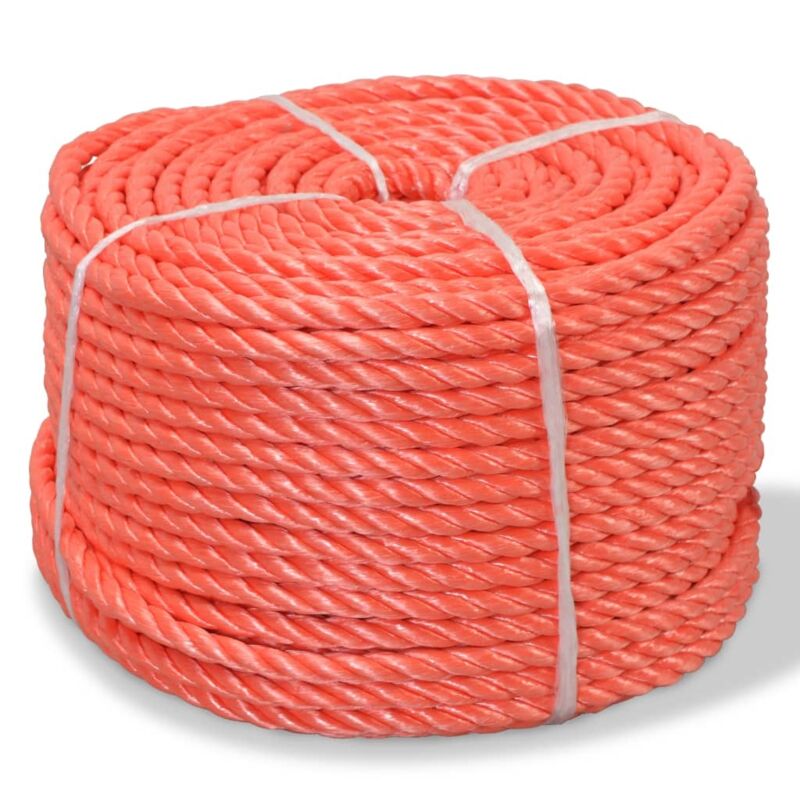 vidaXL Twisted Rope Polypropylene 10 mm 100 m Orange, Orange