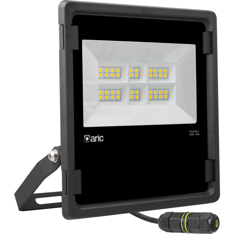 Twister 3 Proj. Ext. IP65 IK08 noir 90° led intégré 100W 3000K 12000lm Aric 50829
