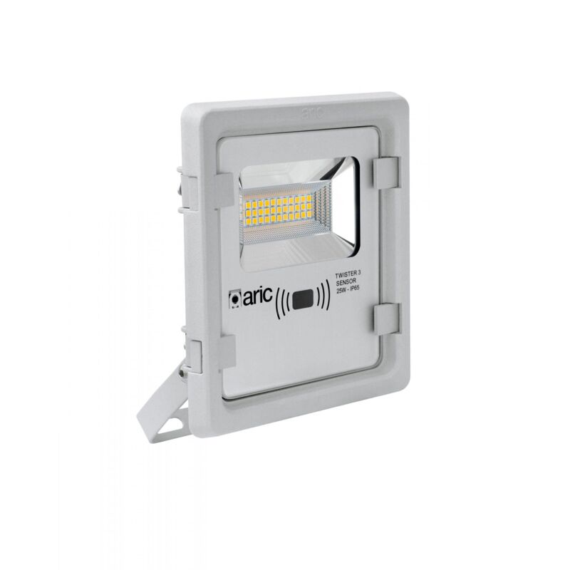 Twister 3 sensor Proj. Ext. IP65 IK08 gris led 90° 25W 4000K 2600lm a/sensor Aric 51230