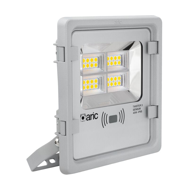 Twister 3 sensor Proj. Ext. IP65 IK08 gris led 90° 45W 4000K 4800lm a/sensor Aric 51232
