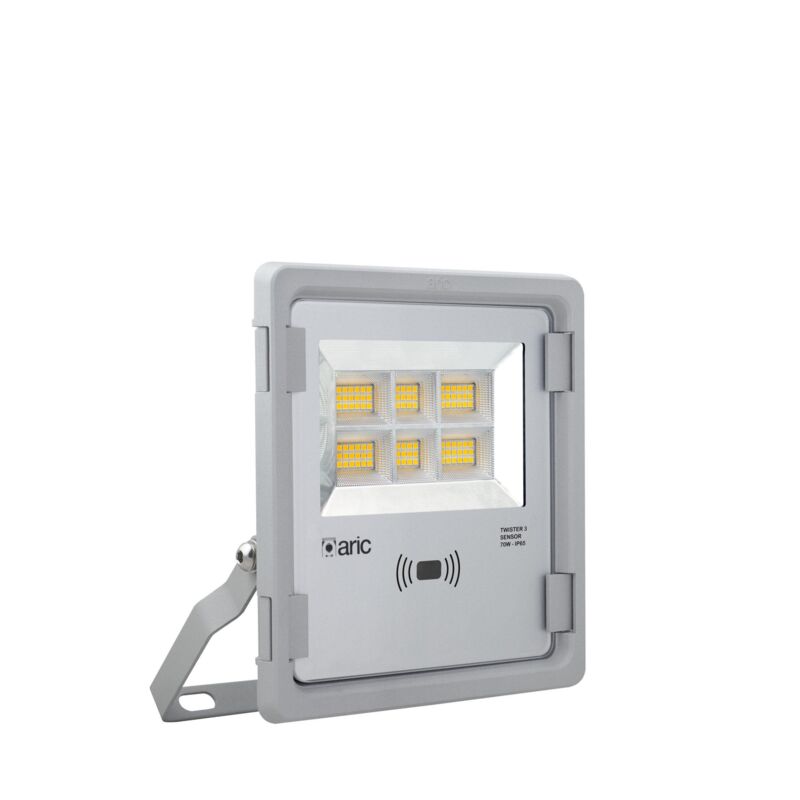 Twister 3 sensor Proj. Ext. IP65 IK08 gris led 90° 70W 3000K 7000lm a/sensor Aric 51235