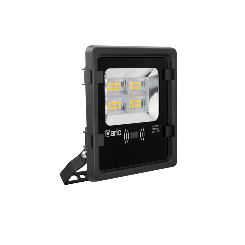 Twister 3 sensor Proj. Ext. IP65 IK08 noir led 90° 45W 4000K 4800lm a/sensor Aric 51233