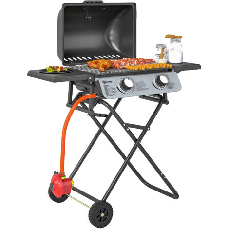 Two-Burner Portable Suitcase BBQ - Black