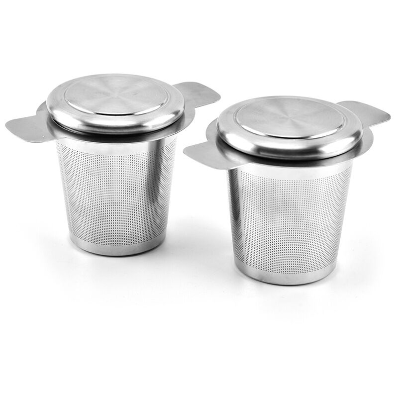 Linghhang - Two large capacity, double-handled, ultra-fine 18/8 stainless steel tea filters that can be attached to teapots, cups and mugs to brew