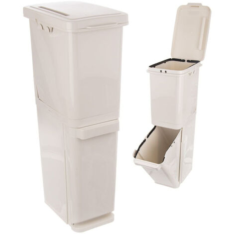 Two level sorting basket in beige plastic 175l per basket