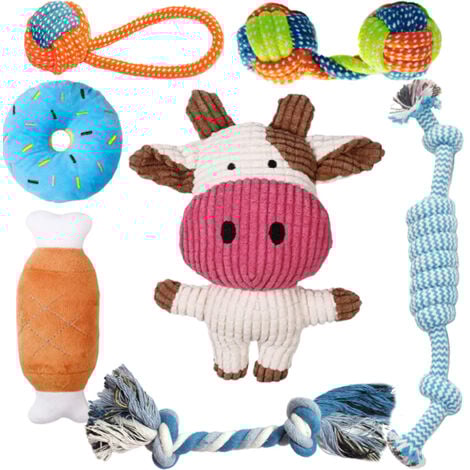 Two Packs of 14 Dog Toys - Durable Puppy Toys Dog Toys Dog Gifts Plush Toys - Puppy Toys Dog Games Christmas Toys - Non-Toxic Natural Cotton