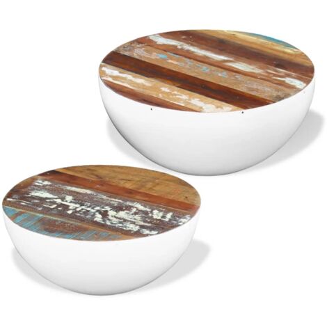 Two Piece Bowl Shaped Coffee Table Set Solid Reclaimed Wood vidaXL