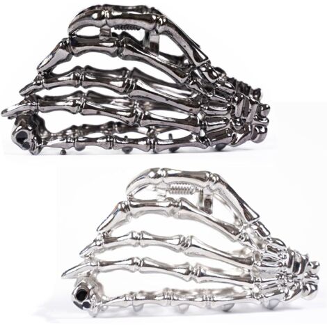 Two-piece set of metal hair clips, gothic style, silver hair clips, horror hair accessories, role-playing.