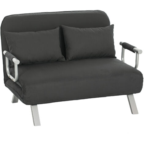 Two-Seater Click-Clack Sofa Bed - Charcoal Grey