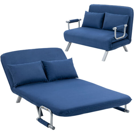 Two-Seater Click-Clack Sofa Bed - Dark Blue