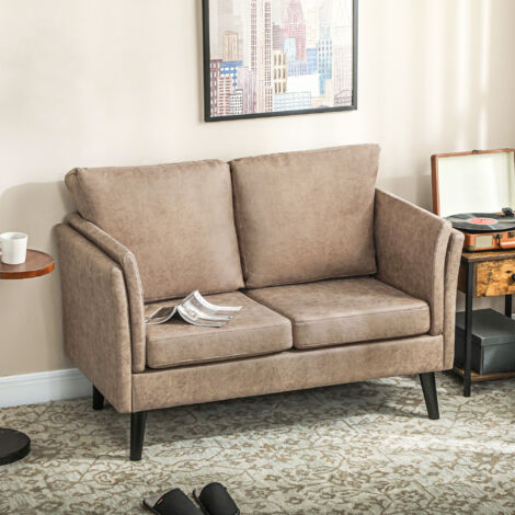 Two-Seater Leathaire Sofa - Light Brown