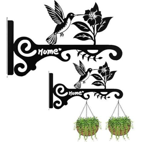 Two stainless cast iron wall brackets - supports for hanging plants, suitable for flower pots, lanterns and birdhouses. Sturdy brackets with screws (very weather resistant).