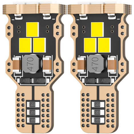 Two T15 automotive LED reversing lights, 3030 9SMD circuit board decoded high-brightness brake lights, 360-degree blind spot lighting accessories, suitable for most car models (white).