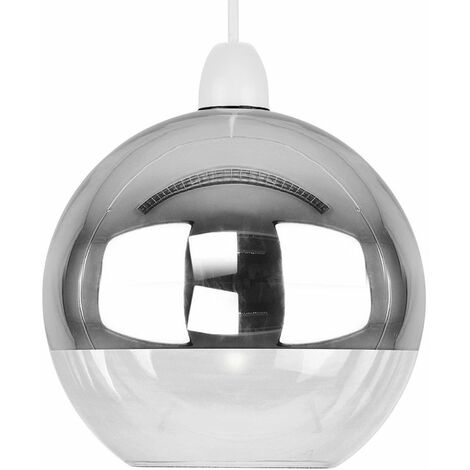 Two Tone & Glass Globe Arco Ball Ceiling Pendant Light Shade - Chrome