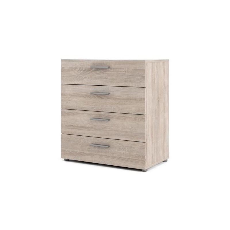 Les Tendances - tyhja Commode 4 tiroirs - Chene Truffe - l 70 x p 40 x h 75 cm
