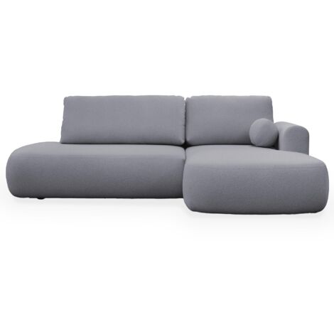 TYLAN - Canapé d’angle convertible avec coffre effet peau de mouton gris - Angle droit